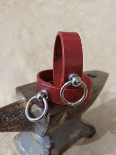 Armband Blankleder — türkis / 30/32 mm / 19 cm — rot