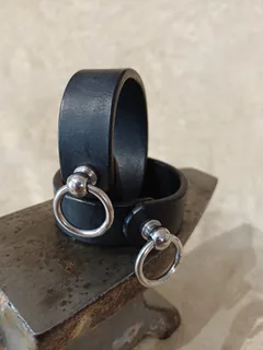 Armband Blankleder — türkis / 30/32 mm / 19 cm — schwarz