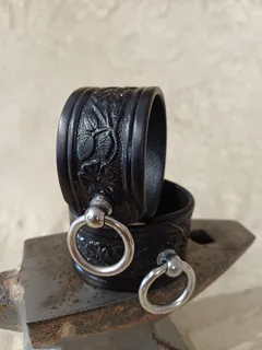 Armband Blume — schwarz / 25 mm / 21 cm — schwarz