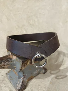 Halsband Blankleder — rot / 17 mm / 36 cm — braun
