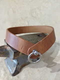 Halsband Blankleder — rot / 17 mm / 36 cm — natur